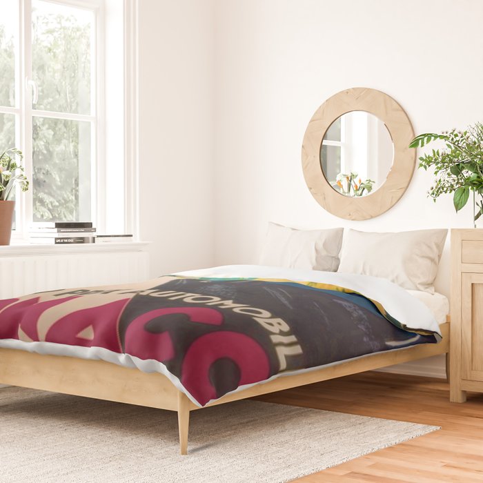 Vintage 1933 Monaco Grand Prix Car Advertisement Poster by Geo Ham Duvet Cover Gallery Image 2