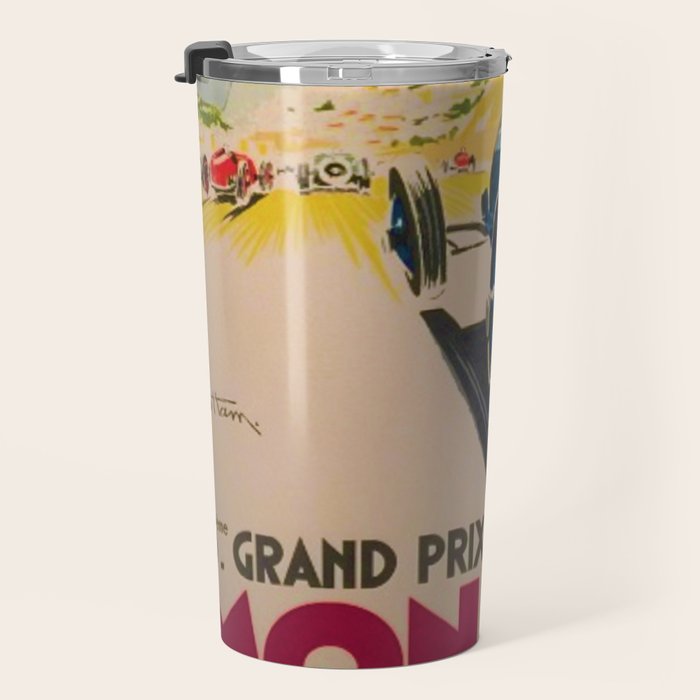Vintage 1933 Monaco Grand Prix Car Advertisement Poster by Geo Ham Travel Mug Gallery Image 3