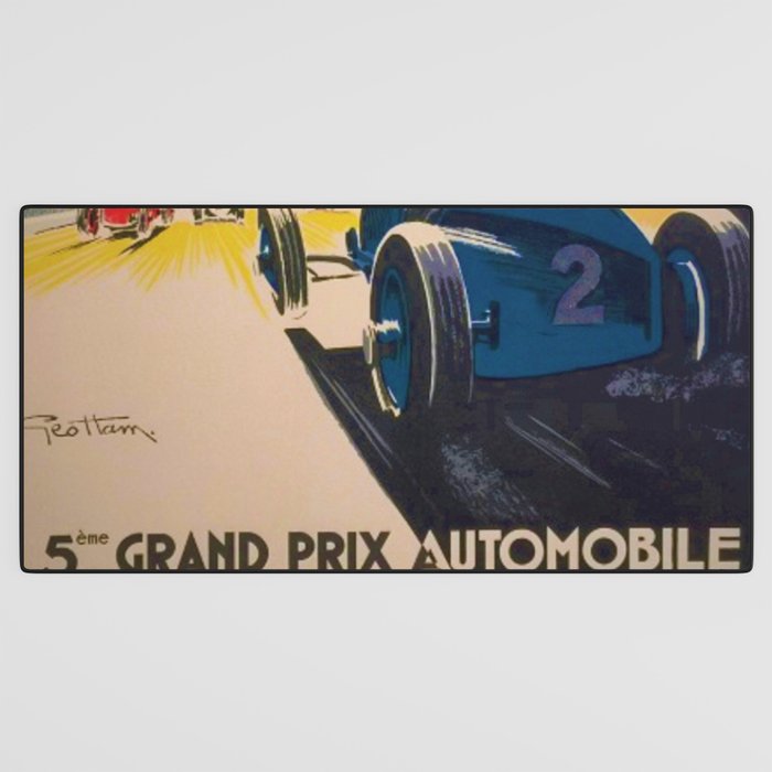 Vintage 1933 Monaco Grand Prix Car Advertisement Poster by Geo Ham Desk Mat Gallery Image 3