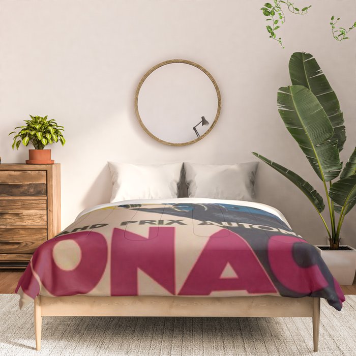 Vintage 1933 Monaco Grand Prix Car Advertisement Poster by Geo Ham Comforter Gallery Image 3