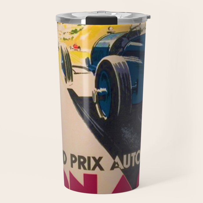 Vintage 1933 Monaco Grand Prix Car Advertisement Poster by Geo Ham Travel Mug Gallery Image 1