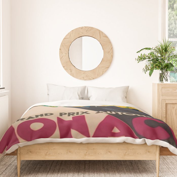 Vintage 1933 Monaco Grand Prix Car Advertisement Poster by Geo Ham Duvet Cover Gallery Image 3