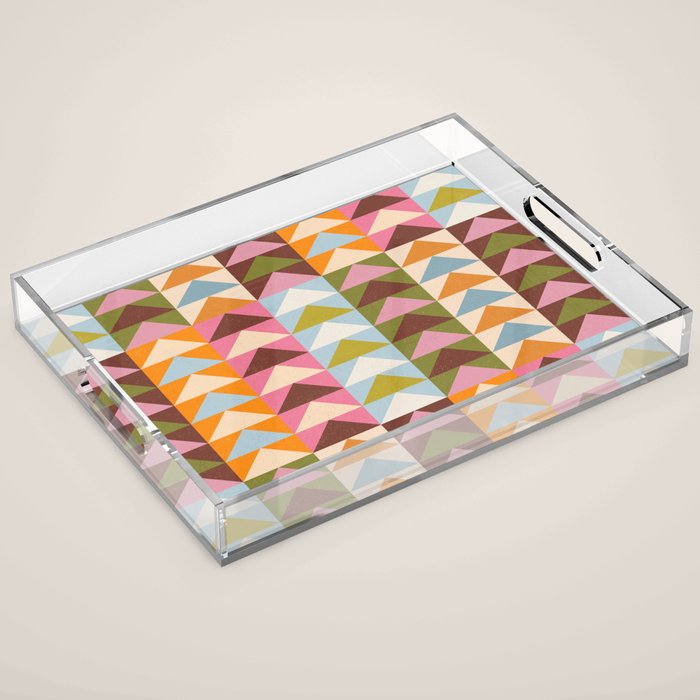 Quilt Triangle Shapes - Multi-color Acrylic Tray Gallery Image 1