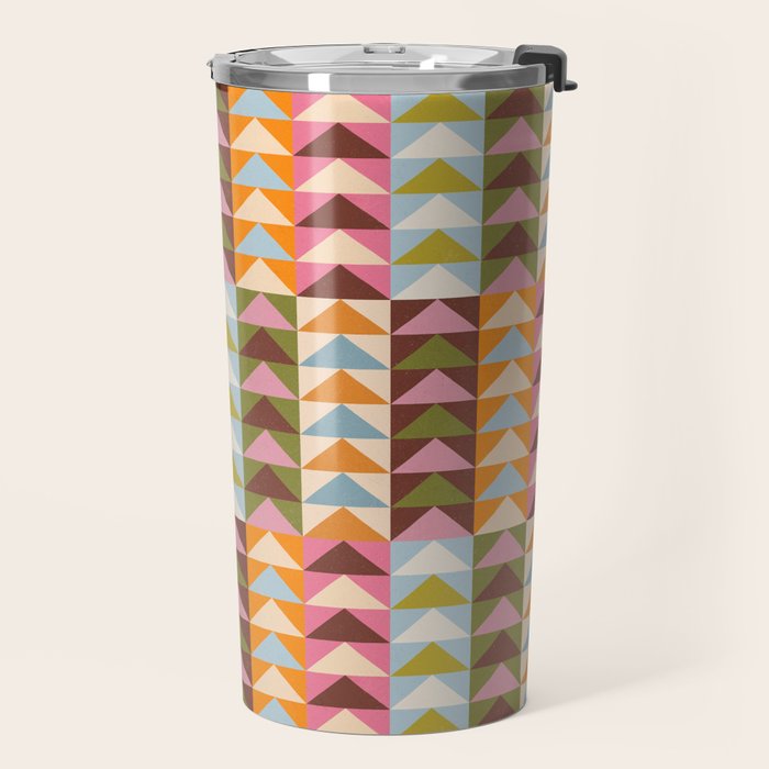 Quilt Triangle Shapes - Multi-color Travel Mug Gallery Image 2