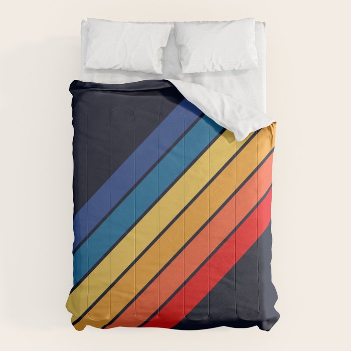 Medussa - Classic Colorful 70s Vintage Style Retro Summer Stripes Comforter Gallery Image 6
