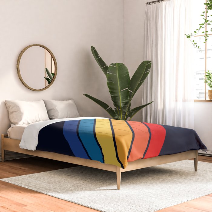 Medussa - Classic Colorful 70s Vintage Style Retro Summer Stripes Comforter Gallery Image 2