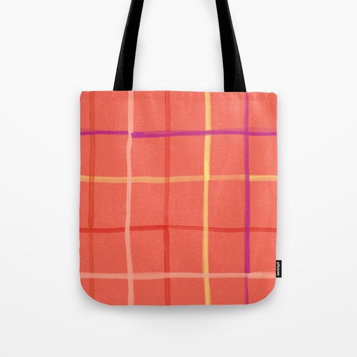 Abstract Tennis Net Pattern in Rosey Red Tote Bag Gallery Image 1