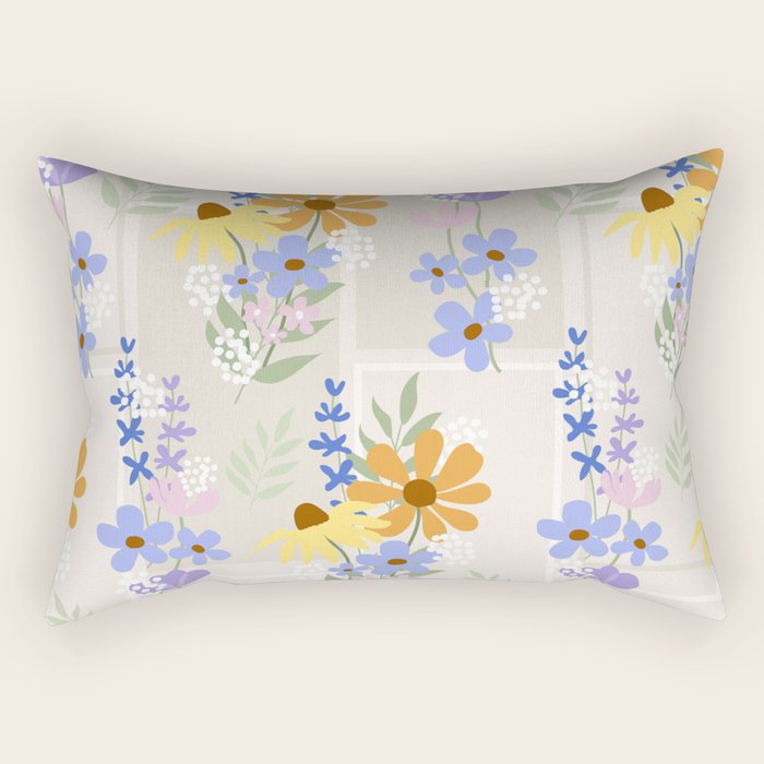 Wildflowers collage Rectangular Pillow Gallery Image 1
