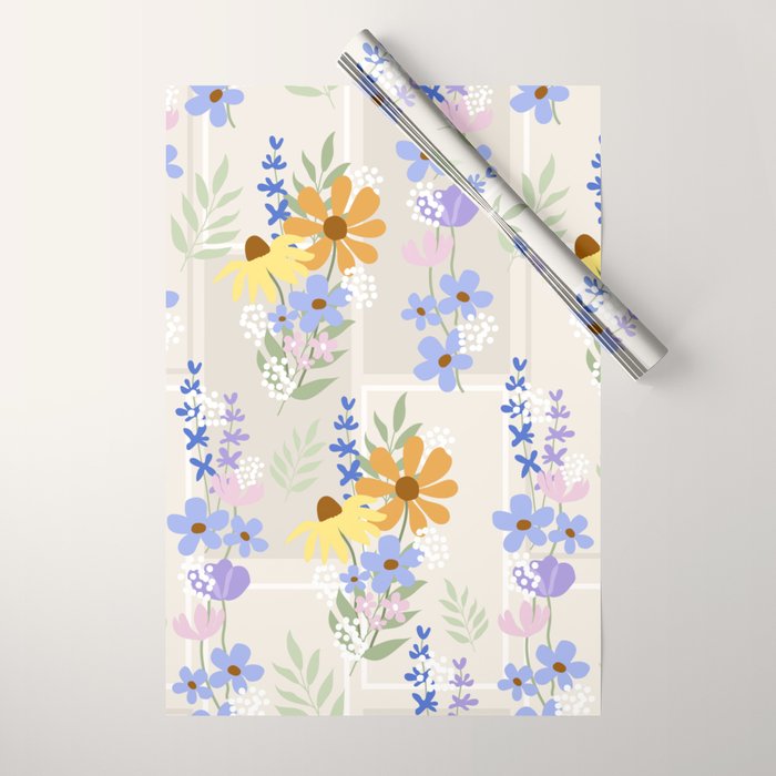 Wildflowers collage Wrapping Paper Gallery Image 1