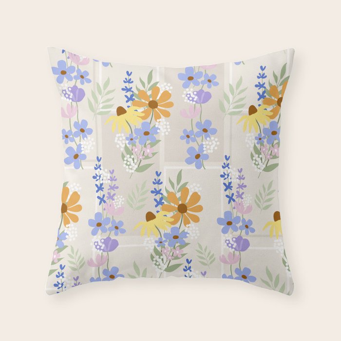 Wildflowers collage Throw Pillow Gallery Image 1