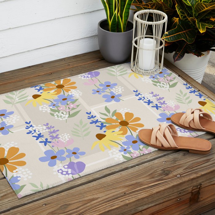 Wildflowers collage Outdoor Rug Gallery Image 2