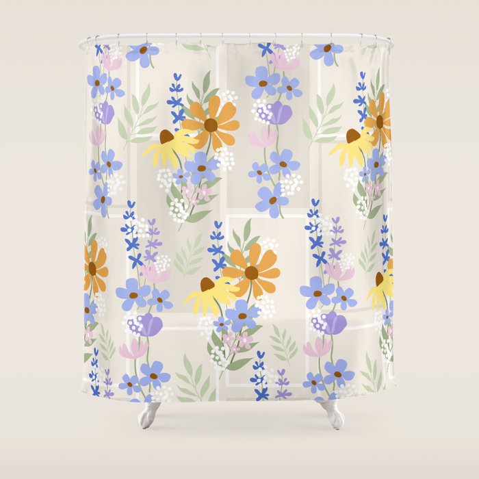 Wildflowers collage Shower Curtain Gallery Image 1