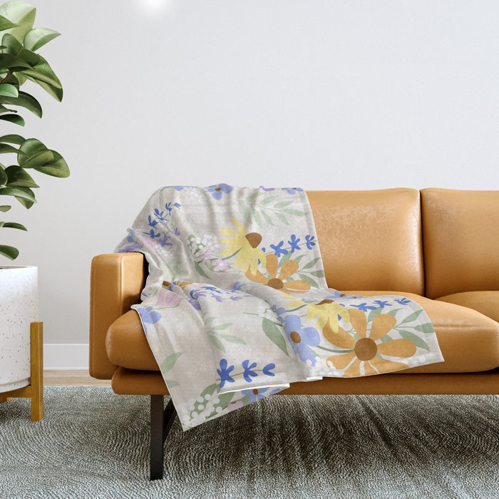 Wildflowers collage Throw Blanket Gallery Image 1