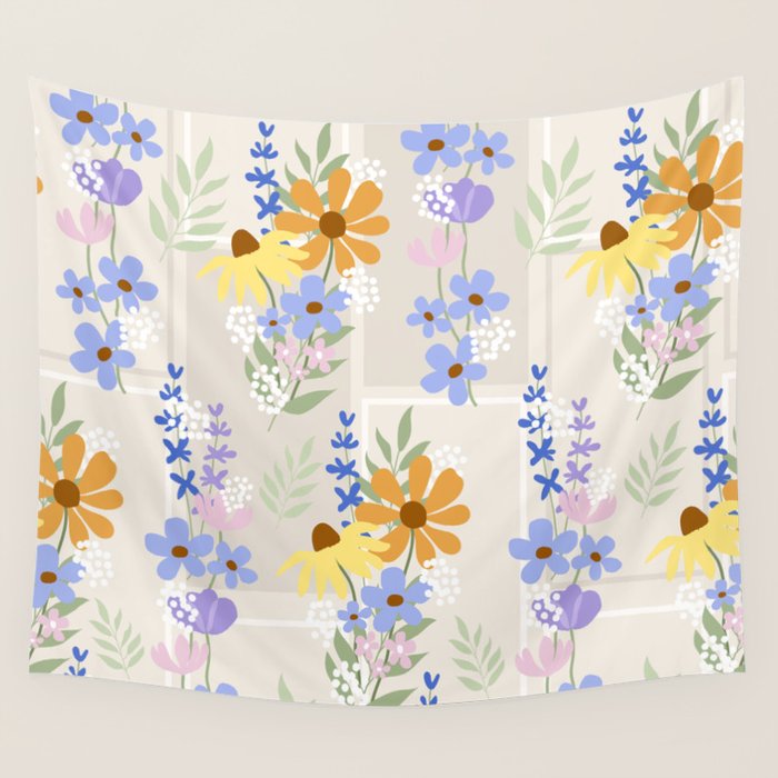 Wildflowers collage Wall Tapestry Gallery Image 1
