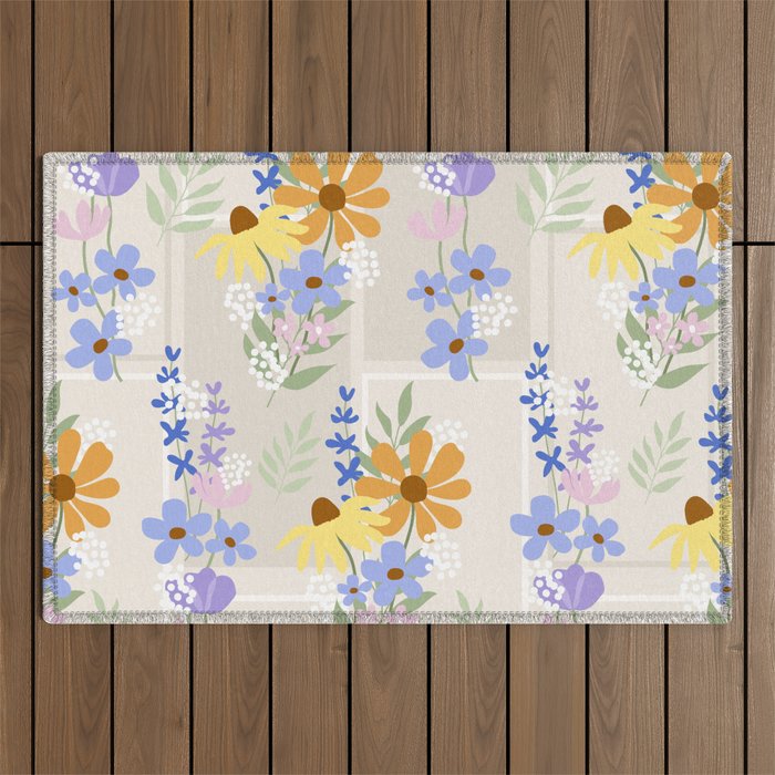 Wildflowers collage Outdoor Rug Gallery Image 1