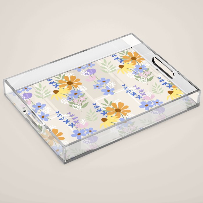 Wildflowers collage Acrylic Tray Gallery Image 1