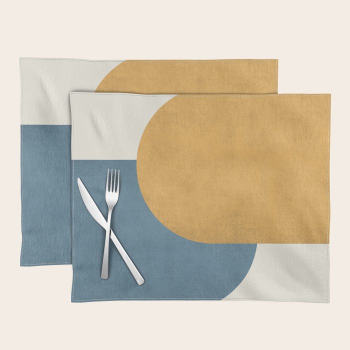 Halfmoon Colorblock - Gold Blue Placemat Gallery Image 1