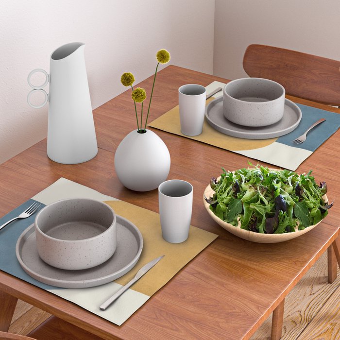Halfmoon Colorblock - Gold Blue Placemat Gallery Image 2