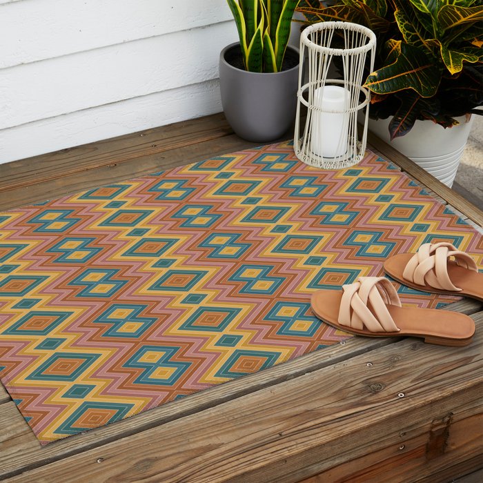 Boho Western Geometric Pattern I Outdoor Rug Gallery Image 2