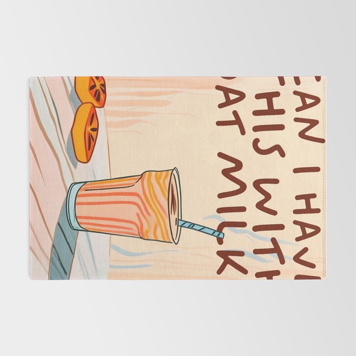 Can I Have this With Oat Milk? | Coffee Typography Lactose No Dairy Funny Quote, Eclectic Contemporary Boho Lettering Words Vegan Phrase Rug Gallery Image 2