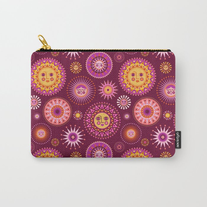 Retro Sun Faces - Pink and Magenta Carry All Pouch Gallery Image 1
