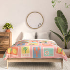 Vintage summer post card stamp pattern Comforter Gallery Image 3