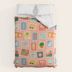 Vintage summer post card stamp pattern Duvet Cover Gallery Image 6