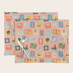 Vintage summer post card stamp pattern Placemat Gallery Image 1