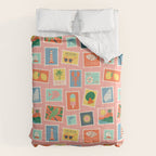 Vintage summer post card stamp pattern Comforter Gallery Image 6