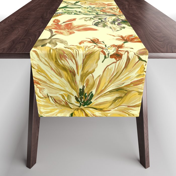 Watercolor Golden Bloom Table Runner Gallery Image 1