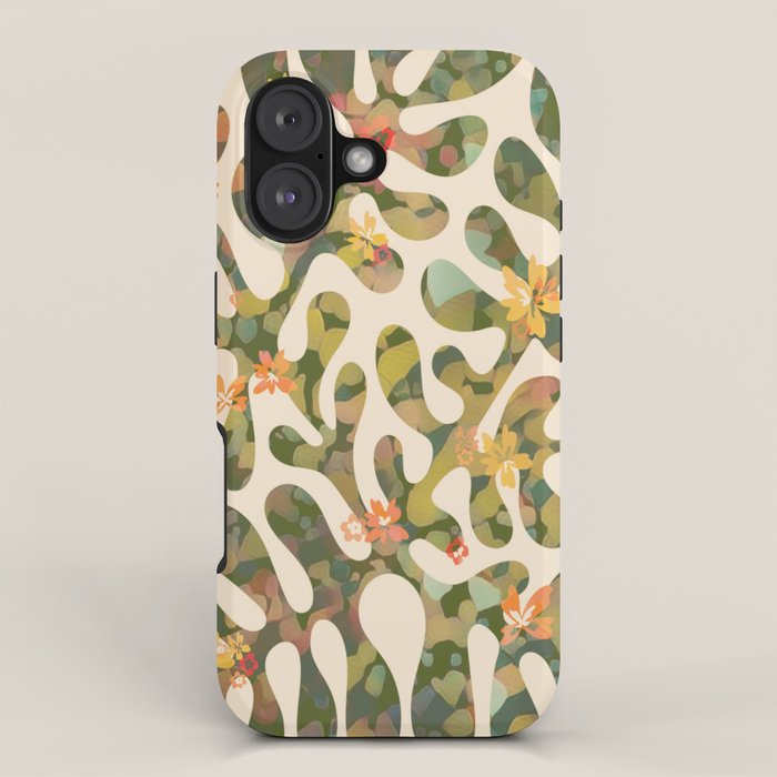 Matisse Inspired Colorful Abstract Leaves with Flowers iPhone Case