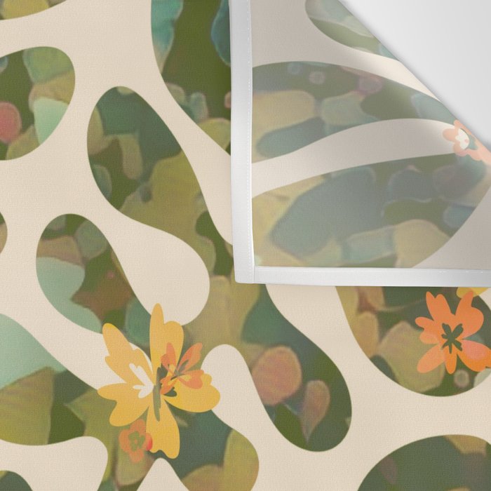 Matisse Inspired Colorful Abstract Leaves with Flowers Wall Tapestry Gallery Image 3