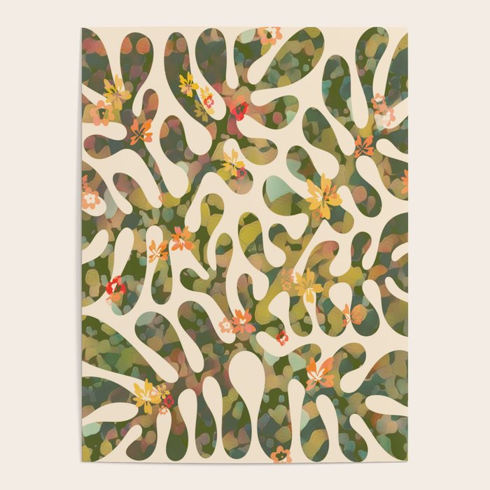 Matisse Inspired Colorful Abstract Leaves with Flowers Poster Gallery Image 4