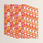 Retro Geo Pop Orange Pink Pattern Wrapping Paper Gallery Image 3