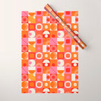 Retro Geo Pop Orange Pink Pattern Wrapping Paper Gallery Image 1