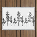 Pine Trees - Black Ink Outdoor Rug Gallery Image 1
