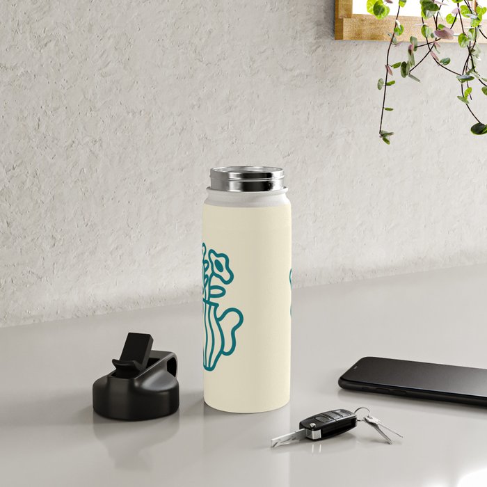 Abstract Minimalist Flowers in Blue Vase Water Bottle Gallery Image 4