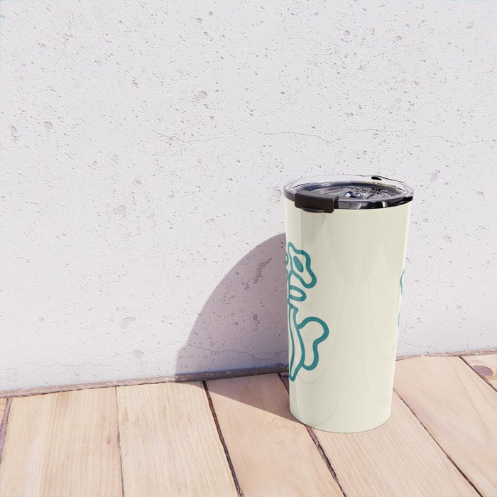Abstract Minimalist Flowers in Blue Vase Travel Mug Gallery Image 4