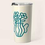 Abstract Minimalist Flowers in Blue Vase Travel Mug Gallery Image 3