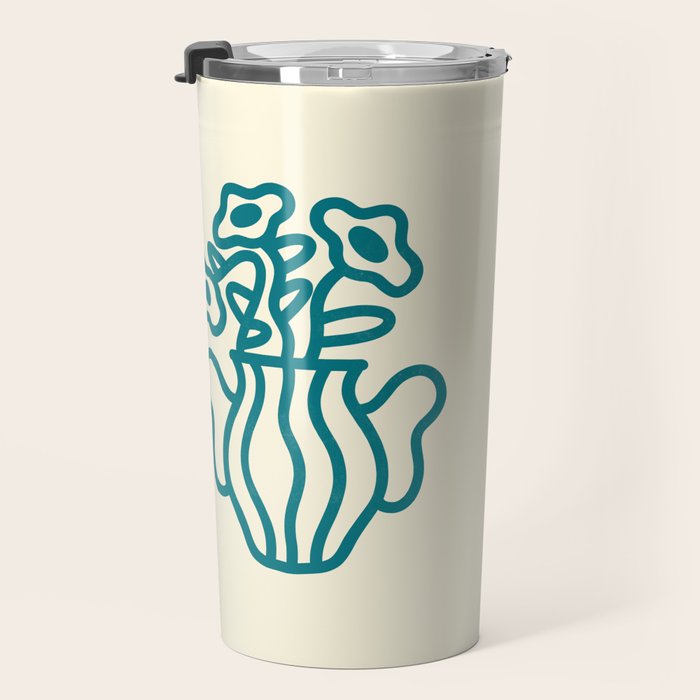 Abstract Minimalist Flowers in Blue Vase Travel Mug Gallery Image 3