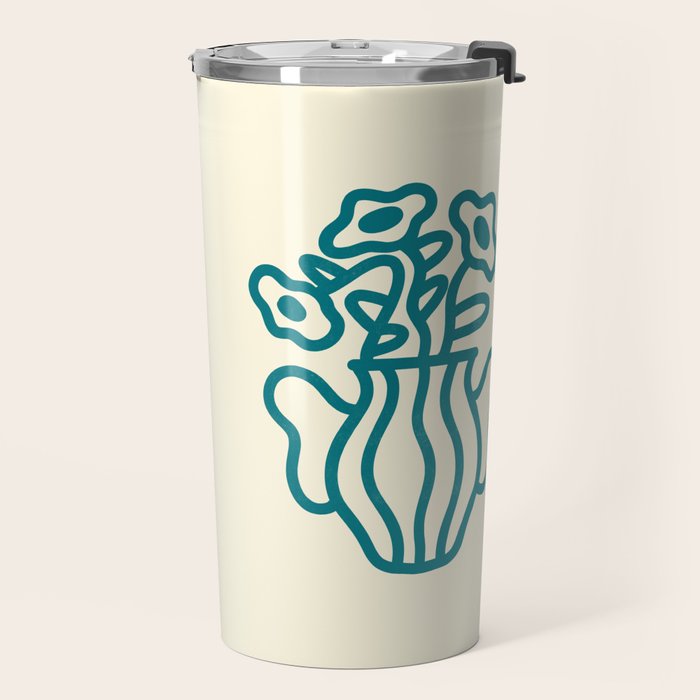 Abstract Minimalist Flowers in Blue Vase Travel Mug Gallery Image 2