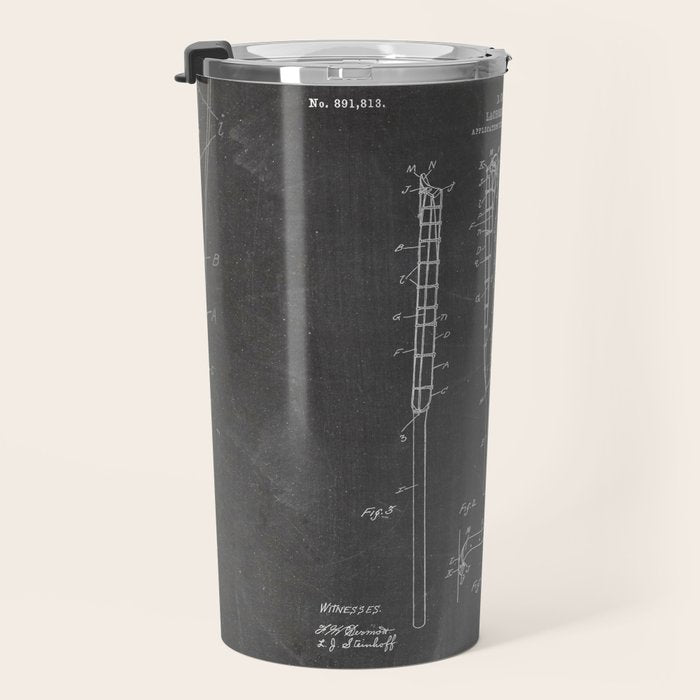 Lacrosse Stick Patent - Lacrosse Player Art - Black Chalkboard Travel Mug Gallery Image 3