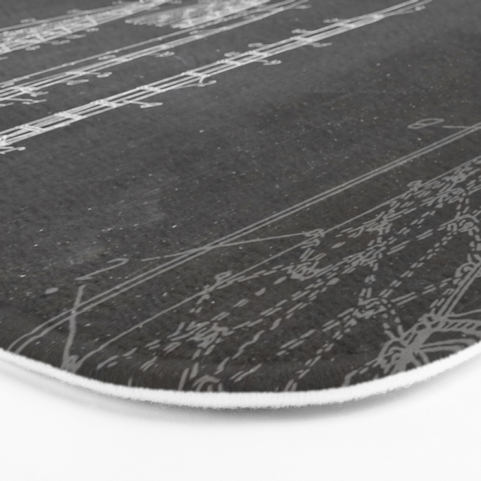 Lacrosse Stick Patent - Lacrosse Player Art - Black Chalkboard Bath Mat Gallery Image 3