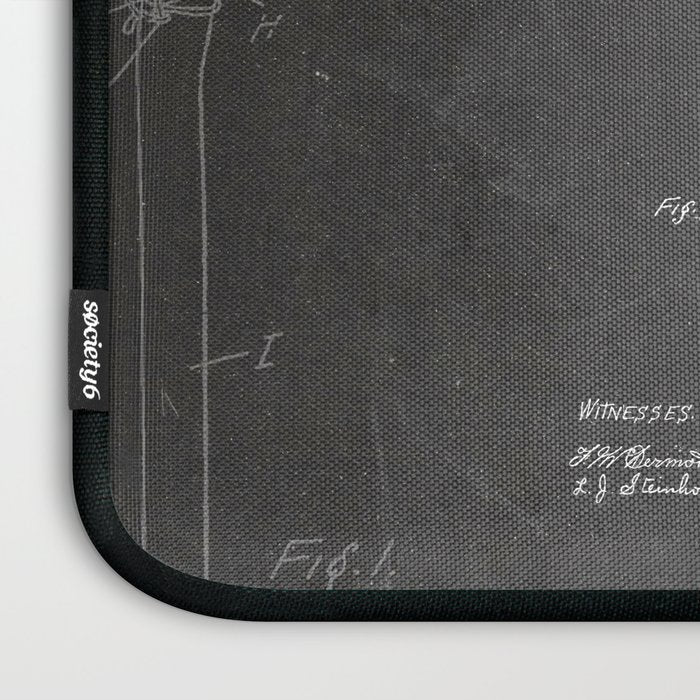 Lacrosse Stick Patent - Lacrosse Player Art - Black Chalkboard Laptop Sleeve Gallery Image 3