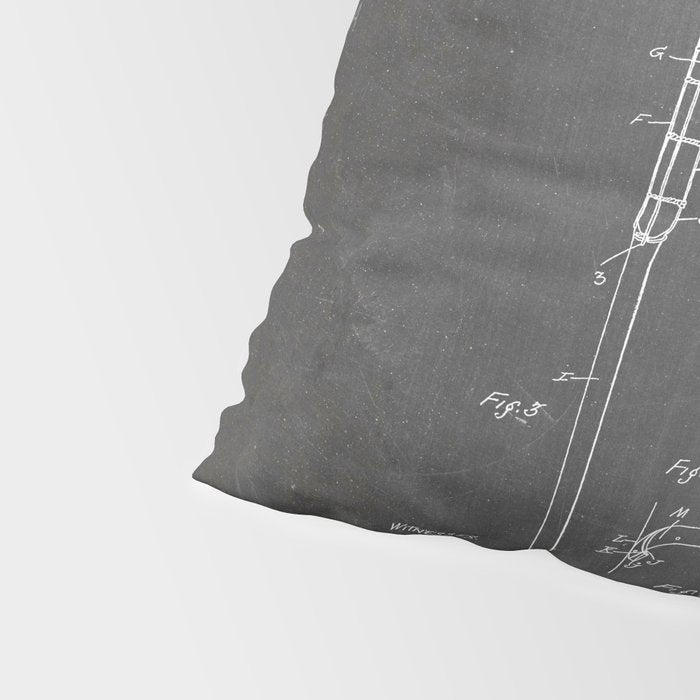 Lacrosse Stick Patent - Lacrosse Player Art - Black Chalkboard Pillow Sham Gallery Image 4