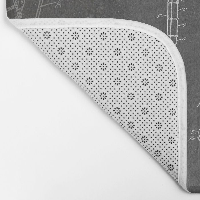 Lacrosse Stick Patent - Lacrosse Player Art - Black Chalkboard Bath Mat Gallery Image 2
