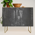 Lacrosse Stick Patent - Lacrosse Player Art - Black Chalkboard Credenza Gallery Image 1