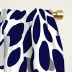 Abstract, Floral Prints, Navy Blue and Grey Window Curtain Gallery Image 2
