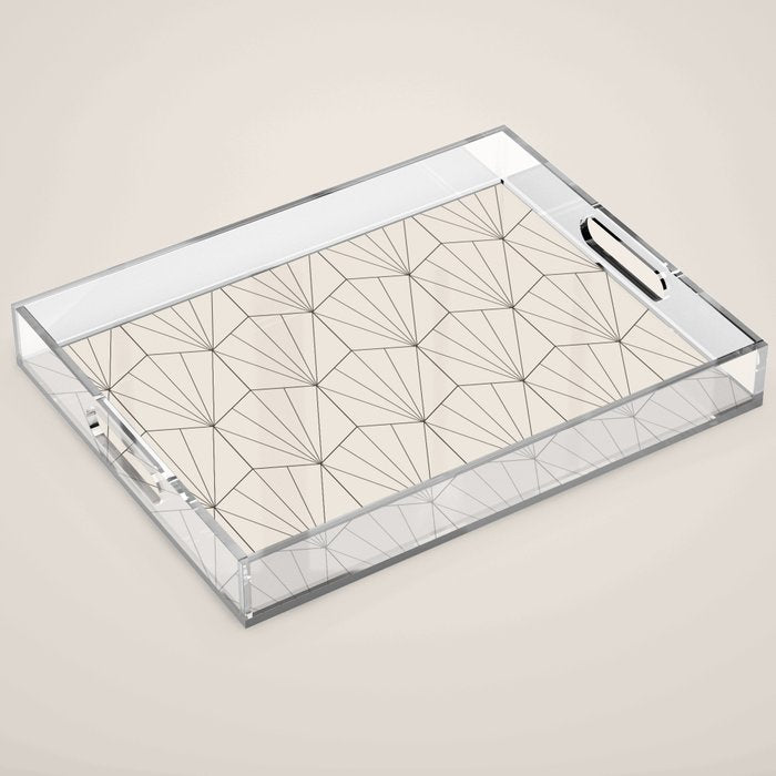 Gisela Geometric Line Art - Black and White Acrylic Tray Gallery Image 1