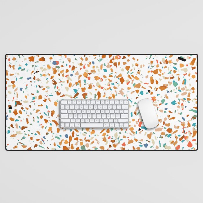 Tan Terrazzo | Eclectic Quirky Confetti Painting | Celebration Colorful Boho Happy Party Graphic  Desk Mat Gallery Image 1